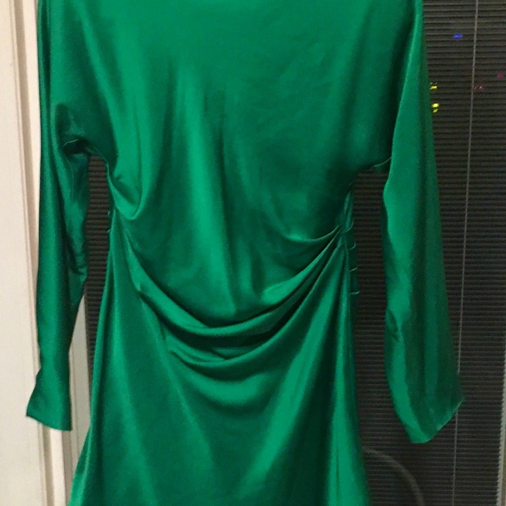 Jonathan Simkhai Emerald Green Long-Sleeve Satin Dress